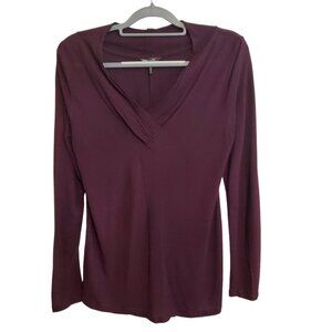 Daisy Fuentes Plum V-neck Long Sleeve Blouse 100% Rayon Large